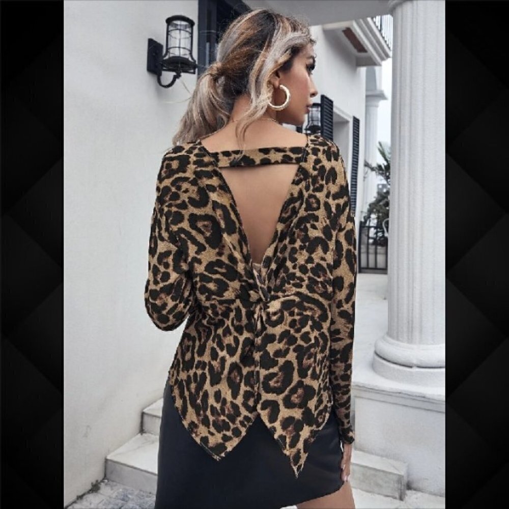 Leopard Print Twist Back Top